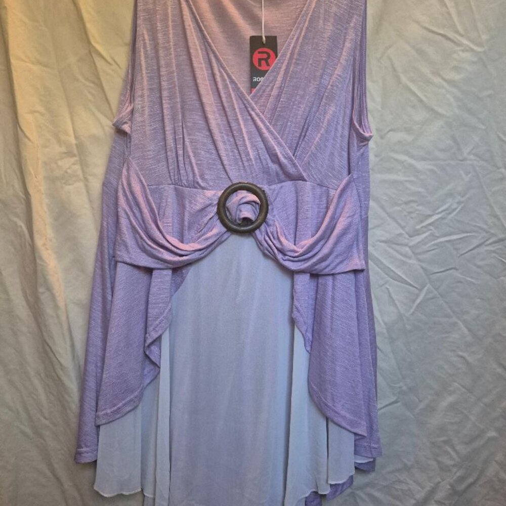 NWT Rosegal Lavender &  White Center Loop Tunic Top Dress Shirt L XL